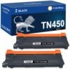 Colorking TN450 TN 450 Compatible Toner Cartridge Replacement for Brother TN450 TN420 TN-450 Toner for FAX-2840 2940 MFC-7240 HL-2270DW HL-2280DW HL-2230 HL-2240 MFC-7860DW DCP7065DN Printer(2 Black)