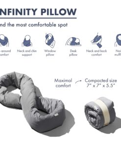 Huzi Infinity Pillow - Home Travel Soft Neck Scarf Support Sleep Grey 27 71mctMGef9L
