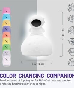 Lumipets Junior Astronaut Night Light, Soft Silicone Material, 8 Soothing Colors, Cordless, Easy Control, Portable 12 71mhNeQfKpL 1