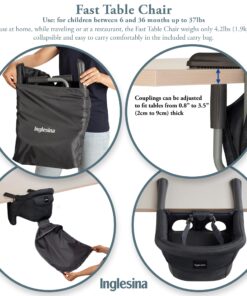 Inglesina Fast Table Chair - Award-Winning Baby High Chair for Eating & Dining - Compact, Portable & Foldable - Leaves No Scratches - for Babies 6-36 Months & 1-3 Year Old Toddler - Black 34 71mhs2Mrb8L