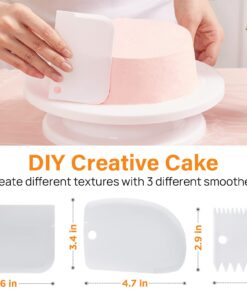 Kootek 71PCs Cake Decorating Supplies Kit with Cake Turntable, 12 Numbered Icing Piping Tips, 2 Spatulas, 3 Icing Comb Scraper, 50+2 Piping Bags, and 1 Coupler for Baking White 28 71mi3BWpUjL