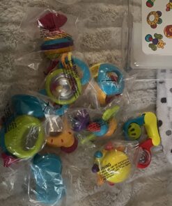 iPlay, iLearn 10pcs Baby Rattles Toys Set, Infant Grab N Shake Rattle, Sensory Teether, Development Learning Music Toy, Newborn First Birthday Gifts for 0 1 2 3 4 5 6 7 8 9 10 12 Month Babies Boy Girl 10 Pieces Set 40 71miFpgY3BL