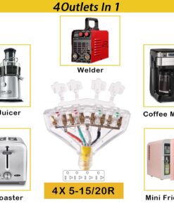 30 amp to 20 amp Adapter 110 RV Distribution Locking Cord NEMA 14-30P Male to 4X 5-20R 1.5 FT Household Outlet Female with Dust Protection Caps L14-30P 4X 5-20/5-15R 4 Prong 14 71miNv2Xi8L