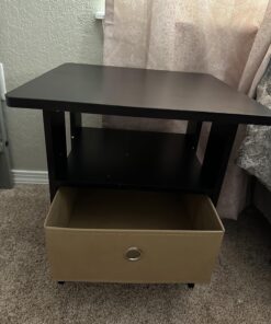 Furinno Andrey End Table / Side Table / Night Stand / Bedside Table with Bin Drawer, Espresso/Brown 1-Pack, Center Bin 39 71miuh60ScL