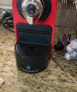 ChefWave Espresso Machine and Coffee Maker (Red) - Compatible with Nespresso Original Capsules, Programmable, One-Touch, Italian, 20 Bar High Pressure Pump Bundle with Pod Holder and Glasses Red 22 71mkDJwQHYL