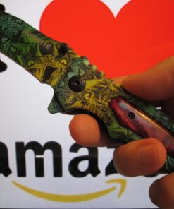 Promithi Camo EDC Small Pocket Knife Stainless Steel Blade Camping Hunting Survival Outdoor Folding Knife,Collection Knives,8 Inch,Colorful,with Belt Clip (Yellow) 22 71mkTrw1UiL