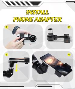 Telescope 90mm Aperture 900mm - Vertisteel AZ Mount Base, High Precision Adjustment, Magnification 45-450x, Wireless Remote, Phone Adapter - Ideal for Astronomy Enthusiasts and Beginners (White) White-90900 12 71mm4lhS1CL
