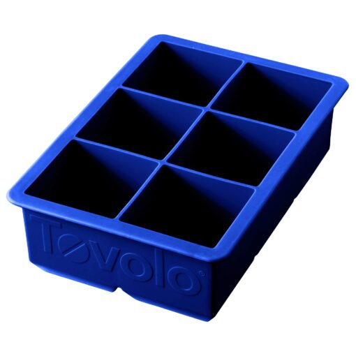 Tovolo King Cube Ice Tray (Stratus Blue) - Large, & Reusable Silicone Molds for whiskey, Cocktails, Coffee, Bartender Accessories, & Smoothies / BPA-Free & Dishwasher-Safe Stratus Blue Set of 1