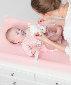 TILLYOU Changing Pad Cover Set in Soft Jersey Material - Fits 32"/34''x16" Contoured Pad for Babies,Peachy Pink & Lt Gray 2 Piece Assortment 2-pack Peachy Pink & Lt Gray 23 71mmeal5cSL