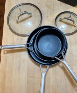 Wodillo Pots and Pans set, Nonstick Kitchen Cookware Sets, 5 PCS Induction Cookware Set, Non Stick Cooking Set w/Frying Pans & Saucepans,Dishwasher Safe, Oven Safe to 420°F 5PCS/Black 50 71mnbXL7pL