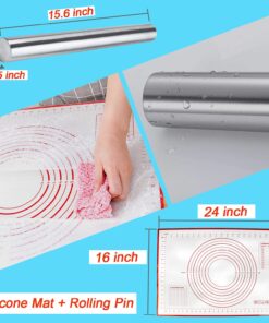 Baking Supplies - Silicone Spatulas Set, Rolling Pin, Pastry Mat, Silicone Baking Cups, Piping Bags and Tips, Measuring Cups and Spoons, Baking Set for Kids Teens Adult Beginner 9 71mo3DF2 qS