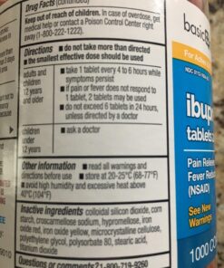 Amazon Basic Care Ibuprofen Tablets, Fever Reducer and Pain Relief from Body Aches, Headache, Arthritis and More, 1000 Count 1000 Count (Pack of 1) 30 71mo9RG2IzL