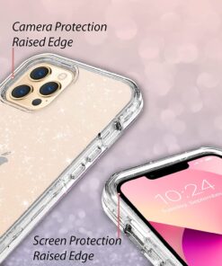 Coolwee Crystal Glitter Full Protective Case Compatible iPhone 13 Pro Max Heavy Duty Hybrid 3 in 1 Rugged Shockproof Women Girls Transparent Compatible Apple iPhone 13 Pro Max 6.7 inch Clear Sparkle 25 71mpRZDoVaL
