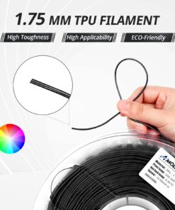 AMOLEN TPU Filament 1.75mm,Flexible 3D Printer Filament for High Elasticity and Smooth 3D Printing,Black 1kg/2.2lbs Tpu-black 12 71mqERdjxL