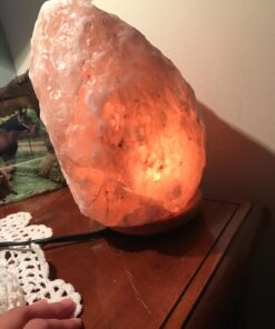 Himalayan Glow HS-1003 Himalayan Hand Carved Crystal Salt Lamp with Wooden Base, 6-7 LBS, Pink 66 71mr bKP1fL