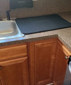 Envision Home Dish Drying Mat for Kitchen, Absorbent, Reversible Microfiber Dish Mat, 18 Inch x 24 Inch, Black 432801 X-Large 23 71mrJbmORzL