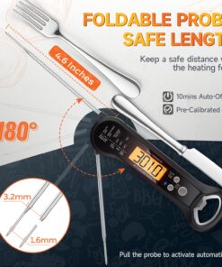 Meat Thermometer Digital, Waterproof Instant Read Meat Thermometers for Grilling and Cooking. Food Thermometer, Kitchen Gadgets, Accessories with Bottle Cap Opener for Kitchen, BBQ, Grill… Black 29 71mrn0OMlWL