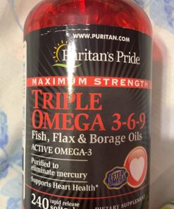 Puritan's Pride Triple Omega 3-6-9 Fish, Flax and Borage, supports healthy joints Yellow 240 Count (Pack of 1) 42 71mrsqXOScL