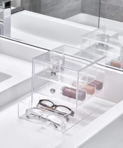 iDesign Plastic Divided 3-Drawer Vanity & Countertop Organizer – 7" x 6.5" x 6.5”, Clear 3 Drawer 27 71mrw d6hsL