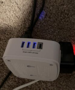 6 Ft Surge Protector Power Strip - 8 Widely Outlets with 4 USB Ports, 3 Side Outlet Extender with 6 Feet Extension Cord, Flat Plug, Wall Mount, Desk USB Charging Station, ETL,White 6 Ft 40 71msBg8wo3L