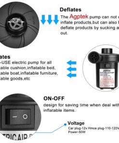 AGPTEK Electric Air Pump with 3 Nozzles, 110V AC/12V DC, Portable Quick-Fill Perfect Inflator/Deflator Pumps for Outdoor Camping, Inflatable Cushions, Air Mattress Beds, Boats, Swimming Ring 22 71msFhuwiHL