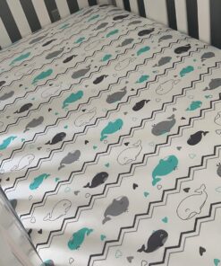 Stretchy Fitted Crib Sheets Set BROLEX 2 Pack Portable Crib Mattress Topper for Baby Boys Girls,Ultra Soft Jersey,Full Standard,Elephant & Whale Grey Teal 27 71mt0nKfVjL