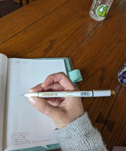 Pens Bulk 6-Pack, Black Ink pens,Quick Dry Ink Gel Pens, Medium Point Pens,Waterproof Micro-Pen,White and simple fashion penholder Smooth Writing for Office Supplies School Home Note Taking writing White 29 71mt2XafRhL