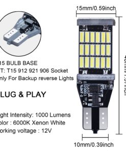 Alternative view of RAYHOO 1000 lumens Extremely Bright 921 912 LED Backup Light Bulbs Canbus Error Free T15 906 W16W socket 45pcs AK-4014 Chipsets, Only For Backup Reverse Lights, Xenon White 6000K, 2pcs