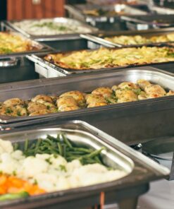 Tiger Chef 8 Quart Full Size Stainless Steel Chafer and 3 1/3rd Size Chafing Dishes Food Pans and Cool-Touch Plastic on Top 9 71muvHWurRL