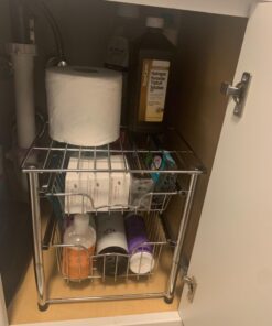 Simple Houseware Stackable 2 Tier Sliding Basket Organizer Drawer, Chrome 2-Tier 45 71mvIWKlSDL