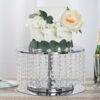 Efavormart 14" Silver Breathtaking Crystal Pendants Metal Chandelier Wedding Birthday Party Dessert Cake Display Stand - 8" Tall 8" 40 71mvcuzvLSL