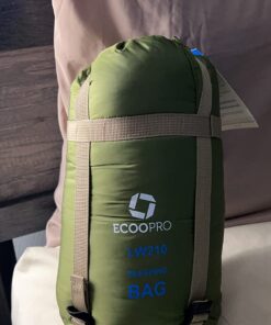ECOOPRO Warm Weather Sleeping Bag - Portable, Waterproof, Compact Lightweight, Comfort with Compression Sack - Great for Outdoor Camping, Backpacking & Hiking-83 L x 30" W Fits Adults Olive green 26 71mxNwkf DL