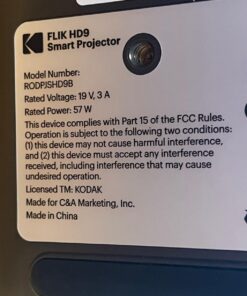 KODAK FLIK HD9 Smart Projector | Mini Black Portable Indoor & Outdoor Movie with Android TV Streaming Apps, Wi-Fi and Bluetooth, Built-In Speakers & Voice Remote | FHD 1080p for Screens Up to 120” 75 71my8YTl3HL 2