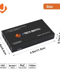 Alternative view of J-Tech Digital Long Range HDMI Extender Over Cat6 150m/492ft HDBaseT 1080P Extender PoC, Bi-Directional IR, Supports Dolby Digital, DTS, with EDID, CEC, & RS-232 Passthrough (JTECH-HDT150) 150M HDBASET 1080P EXTENDER