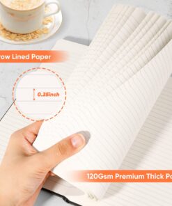 Huhuhero Lined Notebook Journal, 120Gsm Thick Paper Journals for Writing, 5 Pack Hardcover Leather Notebooks for Men Women, Daily Journal for Work Business Note Taking, Office School Supplies 5"×8.25" Black 23 71n Sptw5zL