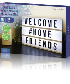 Northpoint Cinema Style 10-LED Home Decor Large Light Box with 109 Letters and Characters, Wall Mounted or Tabletop, Battery or USB Powered, White 16 71n kSTy11L