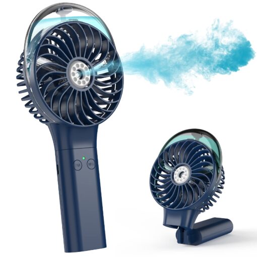 COMLIFE Portable Handheld Misting Fan, 3000mAh Rechargeable Battery Operated Spray Water Mist Fan, Foldable Mini Personal Fan for Travel, Makeup, Home, Office, Camping, Outdoors Blue