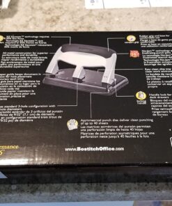 Bostitch Office EZ Squeeze Heavy Duty 3 Hole Punch, 40-Sheet Capacity, Use Less Force, Perfect for Home Office School Supplies, Sleek Design, Silver 1 45 71n0k ylQzL