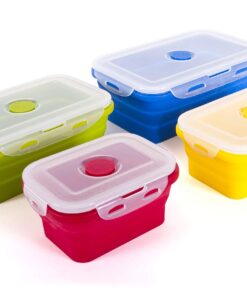 Kitchen + Home Thin Bins Collapsible Containers – Set of 4 Rectangle Silicone Food Storage Containers – BPA Free, Microwave, Dishwasher and Freezer Safe 19 71n2e0MCE2L