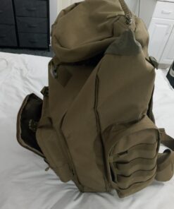 outdoor plus Extra Large Camping Backpack For Men, Military Molle Hiking 2 Daypack 60L70L85L Waterproof Backpacking Rucksack A2-70l/85l-brown-23" High 15 71n3MUB51NL