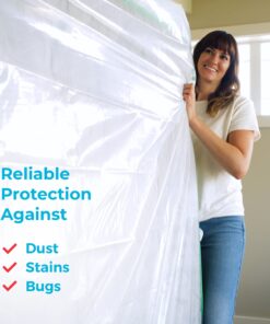 Linenspa Mattress Bag - 2 Pack Queen/Full Mattress Storage Bag for Moving and Storage - Mattress Protection – Polyurethane Mattress Storage bag Queen/Full, Clear 2 Mil 2-Pack 11 71n3VGolRYL