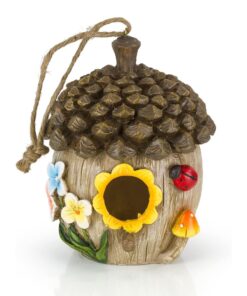 Dawhud Direct Hanging Bird Houses for Outside, Hand-Painted Bird Houses for Outdoors Decorative Birdhouses (Acorn Cottage) Acorn Cottage