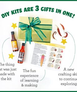 DELUXE DIY HOT SAUCE MAKING KIT Everything Included - Make Your Own Hot Sauce w/Quality Ingredients Dried Hot & Spicy Peppers, 6 Unique Recipes, Glass Bottles, design labels, Best Gift for Him, Husba Deluxe Hot Sauce 13 71n45iDcttL 1