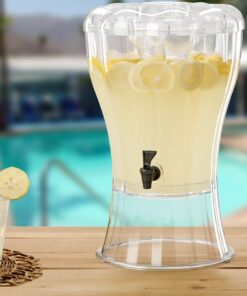 Buddeez Clear Drink 3.5 Gallon Plastic Beverage, Comes with Stand, Spigot, Ice Cone, Large Punch Dispenser for Parties 3.5 Gallon Dispenser 25 71n5Pciw6zL