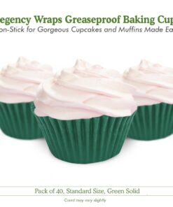Regency Wraps Greaseproof Professional Grade Standard Baking Cups, Pack of 40, Green Solid 15 71n87eDttnL