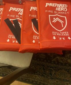 Prepared Hero Emergency Fire Blanket - 4 Pack - Fire Suppression Blanket for Kitchen, 40” x 40” Fire Blanket for Home, Fiberglass Fire Blanket 4-pack 25 71n9GsrDn5L