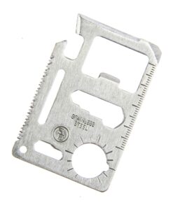 SE 11-Function Stainless Steel Survival Pocket Tool - Compact, Credit Card-Sized Multi-Tool with Leatherette Case - Ideal for Camping, Hiking, and Outdoor Activities- MT908-1 1 22 71nAn5dI1hL