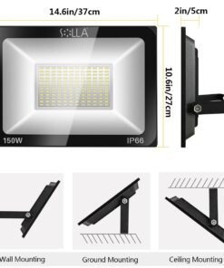 SOLLA 2 Pack 150W LED Flood Light, IP66 Waterproof, 12000lm, 800W Equivalent, Super Bright Outdoor Security Lights, 3000K Warm White, Outdoor Floodlight for Garage, Garden, Lawn and Yard 150watt-2 Pack 13 71nB7oK1WUL