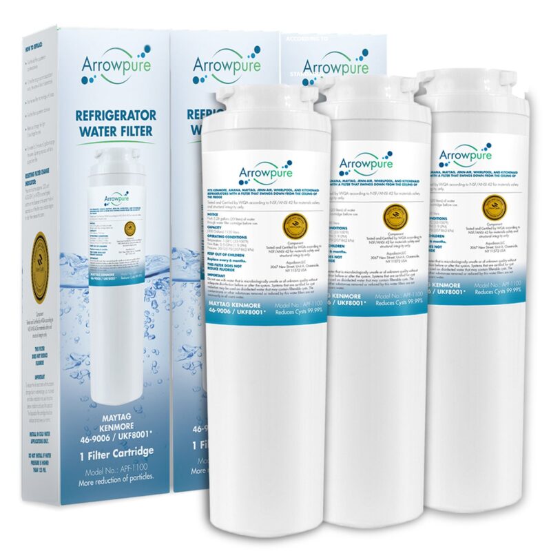 Arrowpure UKF8001-3PACK Compatible with Maytag Refrigerator Water Filter Replacement UKF8001, UKF8001AXX, UKF8001AXX-750, Whirlpool Water Filter Replacement Filter 4, EDR4RXD1, PURICLEAN II, 46-9992 3