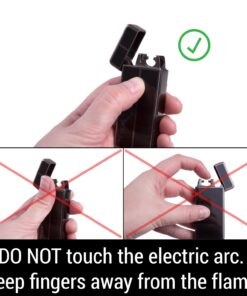 Tesla Coil Lighters™ USB Rechargeable Windproof Arc Cigarette Lighter with Charging Cable and Carrying Pouch Black/Silver 19 71nCvNf9rSL 1